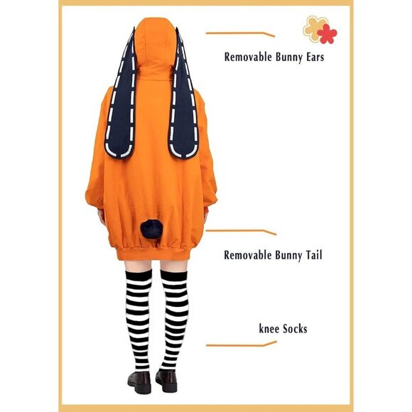 Anime Runa Cosplay Costume Bunny Ears Hoodie  Hooded Jacket Coat Women Girl - Picture 2 of 7